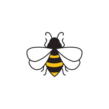 Bee line art icon design template vector illustration