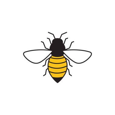 Bee line art icon design template vector illustration