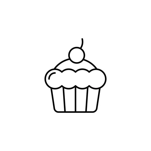 Cupcake Linie Kunst Ikone Design Vorlage Vektor Illustration — Stockvektor