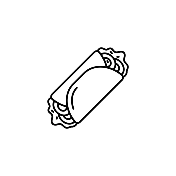 Burrito Lijn Kunst Pictogram Ontwerp Template Vector Illustratie — Stockvector