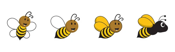 Bee Icon Set Design Template Vector Illustration — Stock Vector
