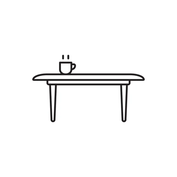 Tavolino Linea Arte Icona Design Modello Vettoriale Illustrazione — Vettoriale Stock