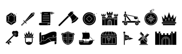 Icono Era Medieval Conjunto Diseño Plantilla Vector Ilustración — Vector de stock