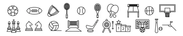 Sport Icon Set Línea Diseño Plantilla Vector Ilustración Aislada — Vector de stock