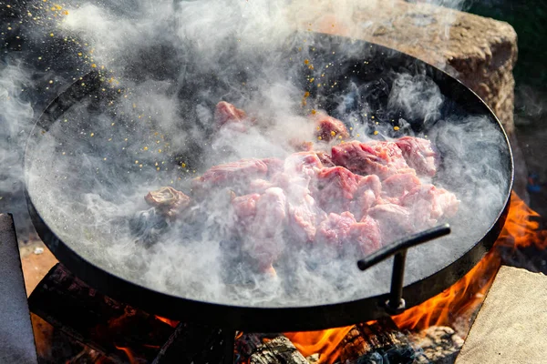 Şömine mangalında ateş.