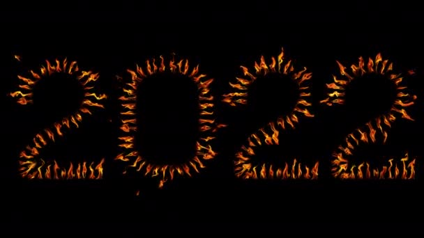 Ευτυχισμένο Νέο Έτος 2022 Πραγματικό Κείμενο Φωτιά 2022 — Αρχείο Βίντεο