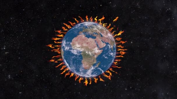 Toprak Yeşili Efekti Dünya Üzerindeki Ateş — Stok video