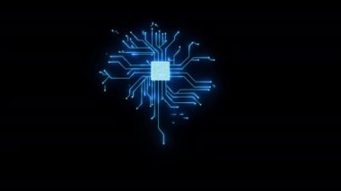 Beyin devresi dijital bilgisayar grafik arka planı. Robot fütürist teknolojisinin yapay zeka mikroçipi beyni.