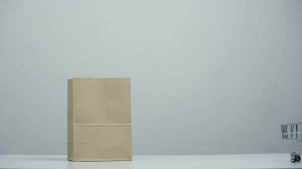 Stop Motion Cart Shopping Moving Paper Bag — Wideo stockowe