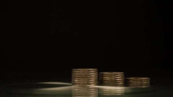 Stop Motion Coins Stack Increase Business Growth Concept — Vídeos de Stock