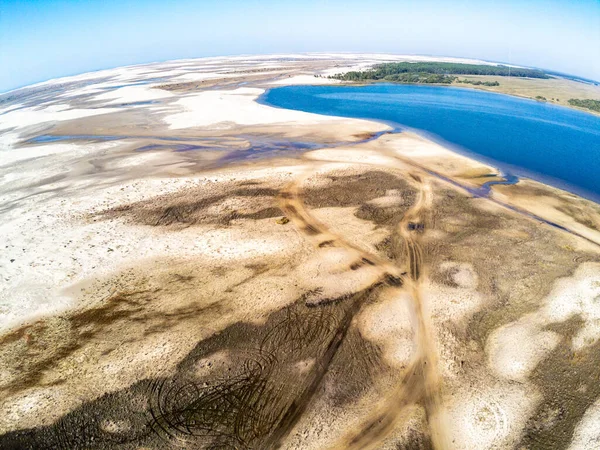 巴西南里约格朗德德岛Bacopari Mostardas湖和沙丘的空中景观 — 图库照片