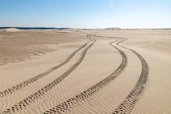 Reifenabdruck Dünen Mit Windspuren Bacopari Mostardas Rio Grande Sul Brasilien — Stockfoto