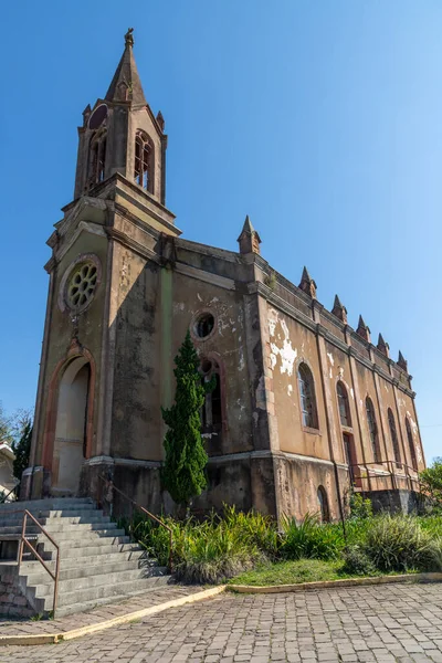 Vecchia Chiesa Pietra Con Campanile Ivoti Rio Grande Sul Brasile — Foto Stock