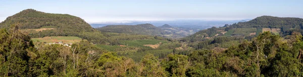 Bosque Con Montañas Granjas Valle Morro Reuter Rio Grande Sul — Foto de Stock