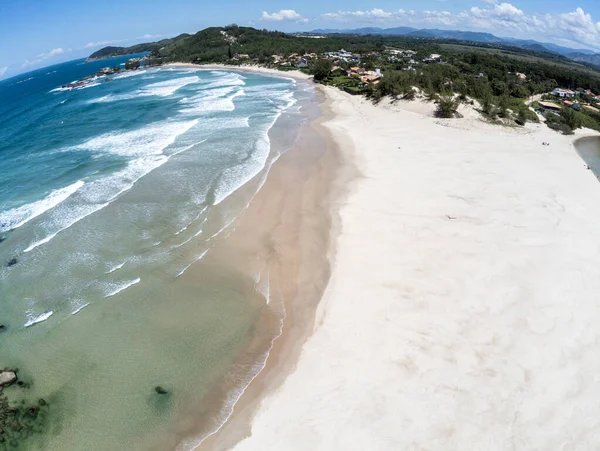 Vista Aérea Praia Com Areia Mata Praia Barra Garopaba Santa — Fotografia de Stock