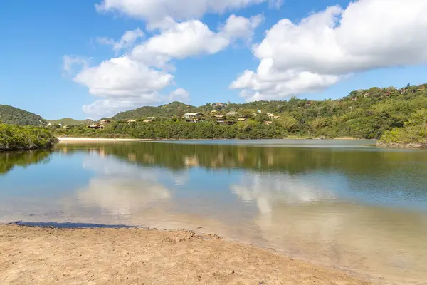 Lago Com Mata Casas Redor Praia Rosa Imbituba Santa Catarina — Fotografia de Stock