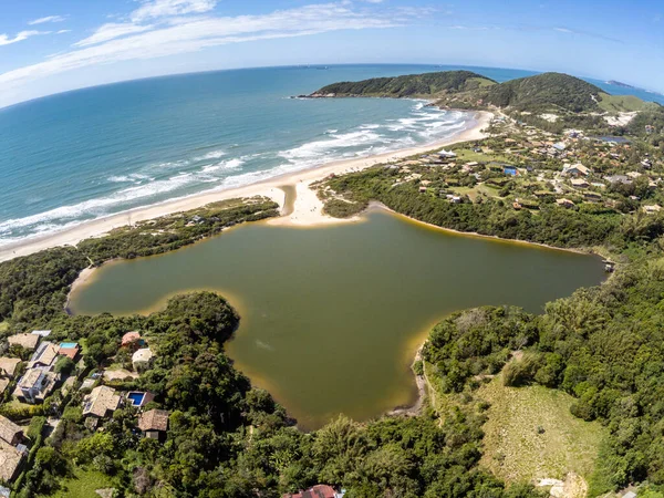 Aerial View Lake Forest Beach Praia Rosa Ibiraquera Santa Catarina — Stock Photo, Image