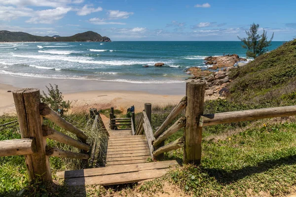 Drewniane Schody Plaży Praia Rosa Ibiraquera Santa Catarina Brazylia — Zdjęcie stockowe