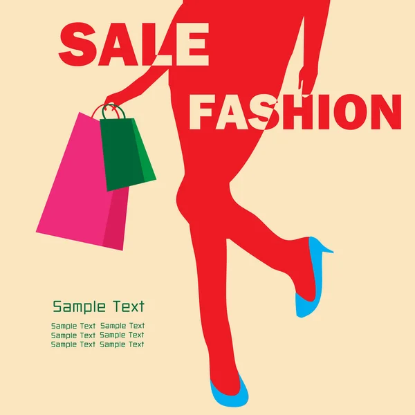 Mode shopping fille — Image vectorielle