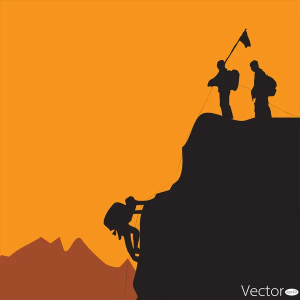 Sílhueta preta vetorial de um alpinista — Vetor de Stock