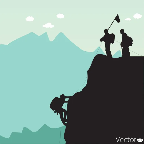 Vector black silhouette of a rock climber — Stock Vector