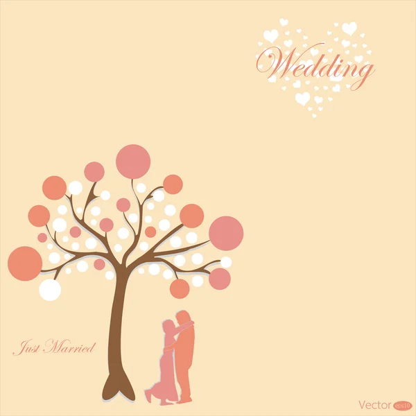 Wedding card with groom and bride — Stock Vector