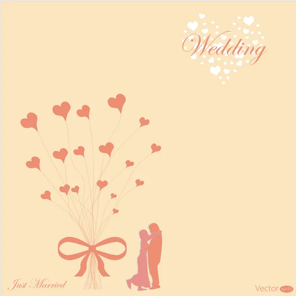 Wedding card with groom and bride — Stock Vector