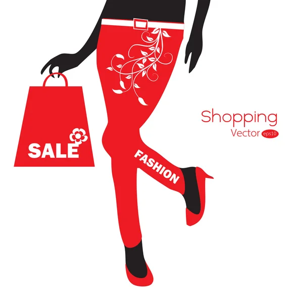 Shopping flicka till försäljning — Stock vektor