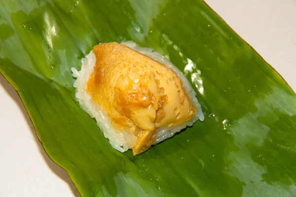 Thai desszert, ragacsos rizs párolt pudinggal — Stock Fotó