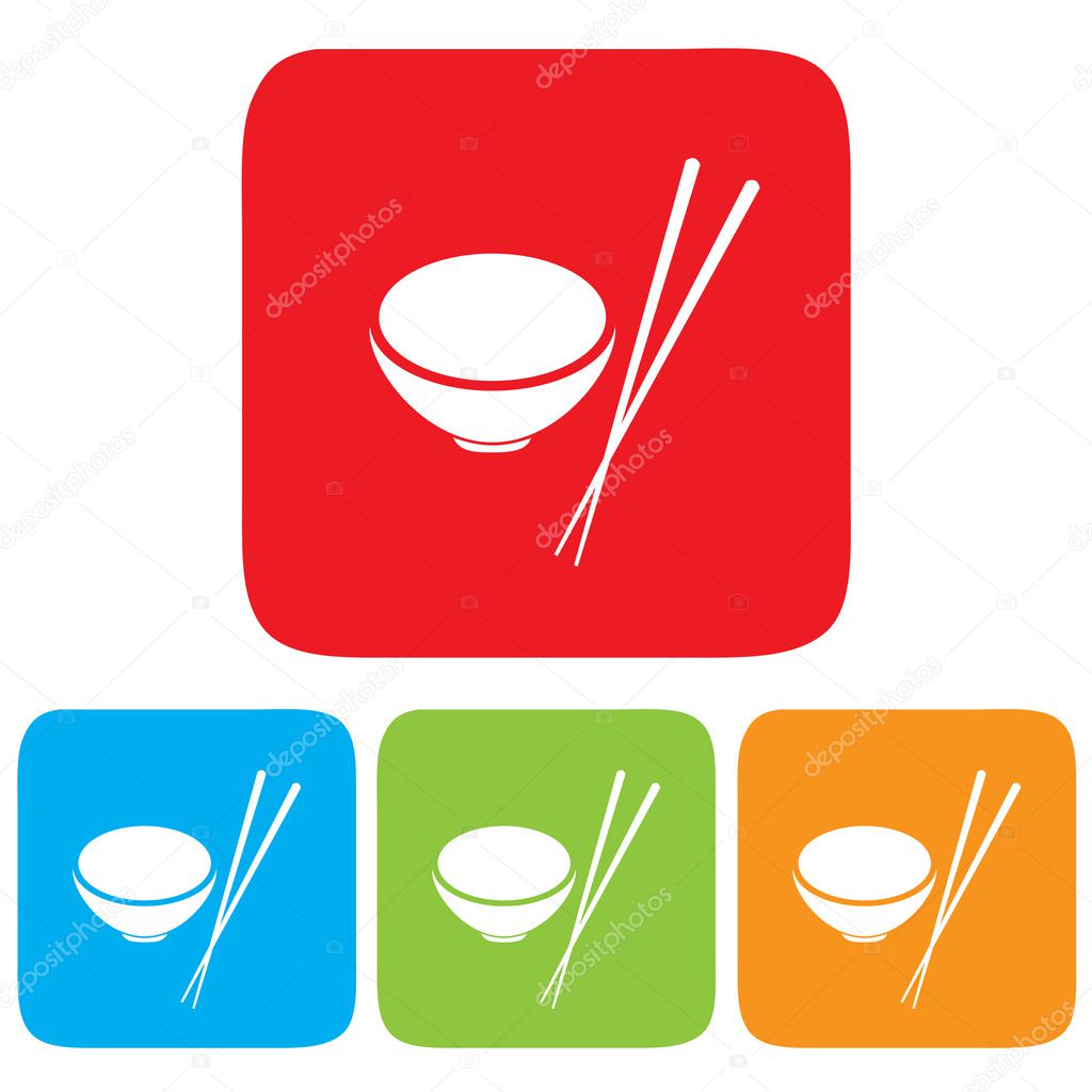 Bowl and Chopsticks icon, restaurant sign