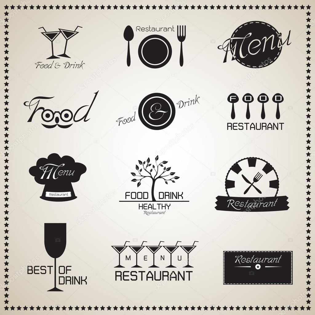 Food and Drink Restaurant labels set