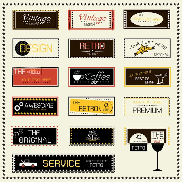 Set retro etiketten, vectorillustratie — Stockvector