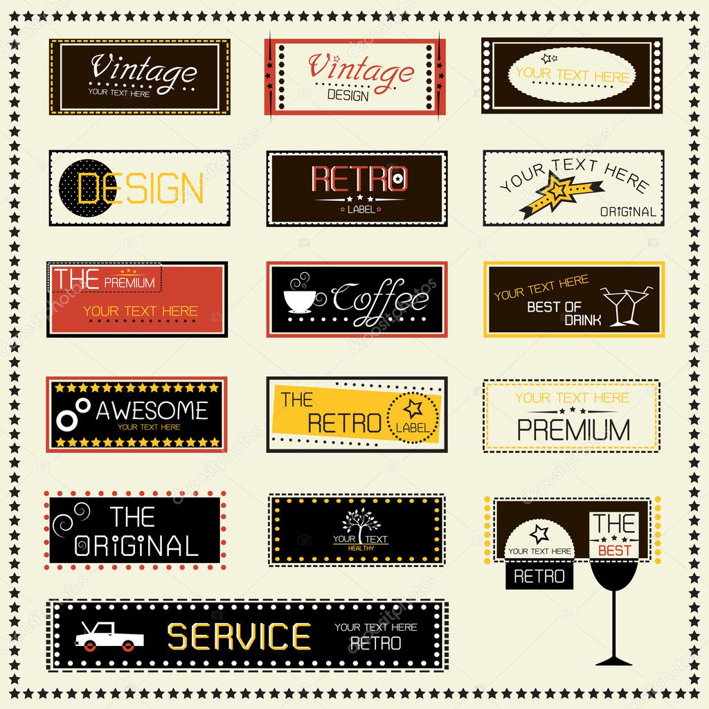 Set of retro labels, Vector illustration