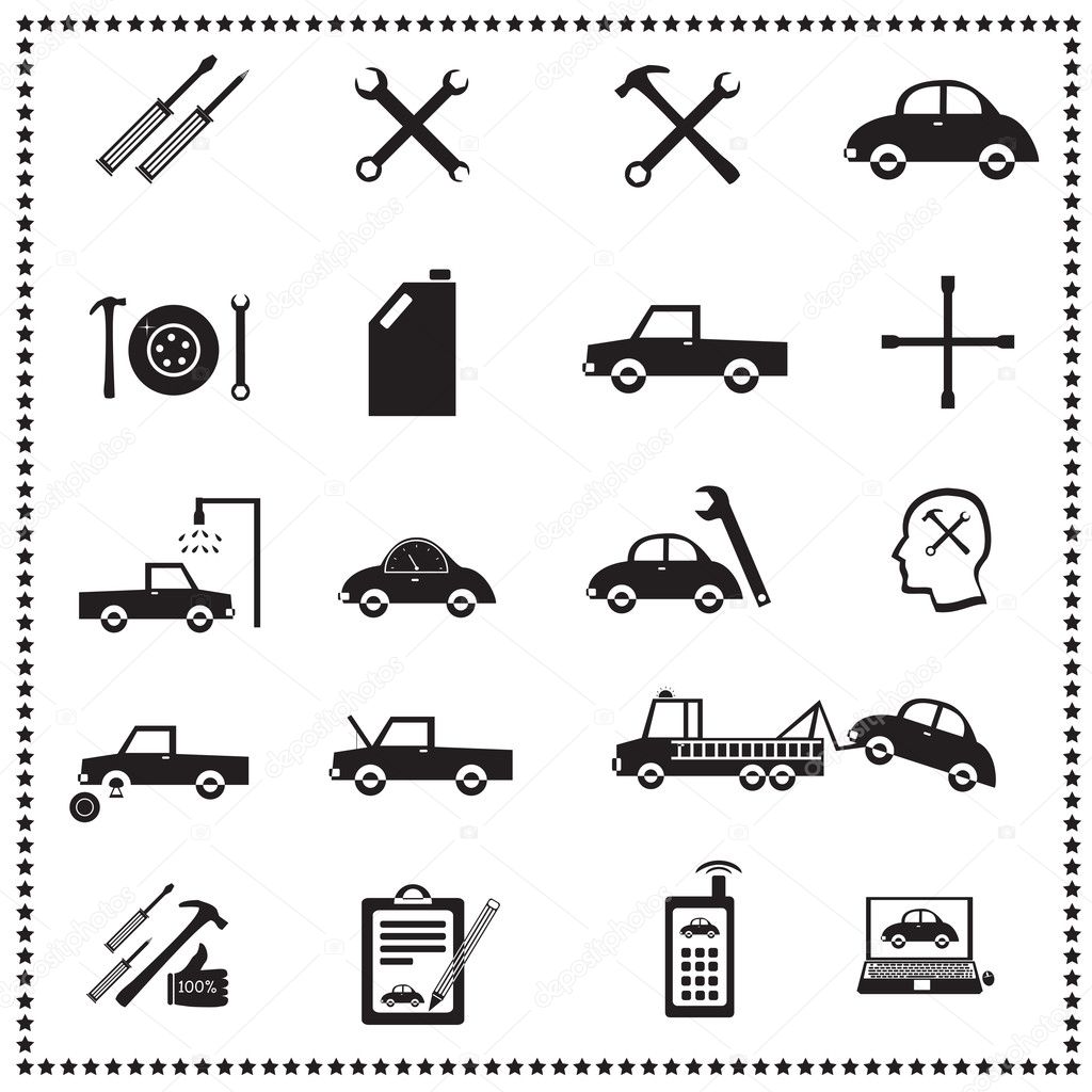 Auto Repairs Icons set, Vector illustration