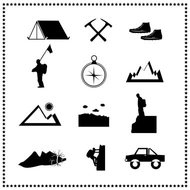 tırmanma dağ ve seyahat, vektör çizim seti