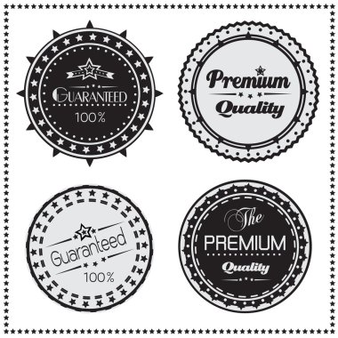 Premium Kalite ve güvence retro etiketleri, vektör çizim