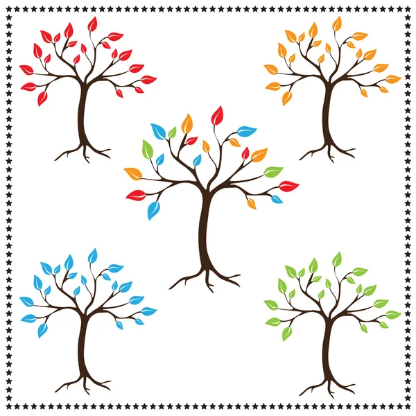 Sezóny stromy, vektorové ilustrace — Stockový vektor