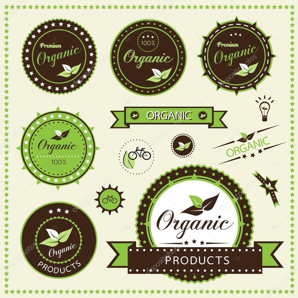 Set of organic labels, Vector illustration