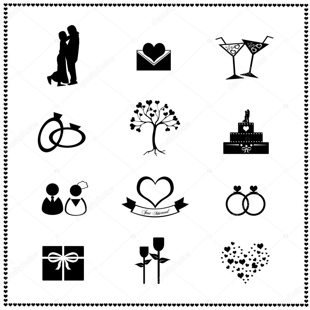 depositphotos_21438225 stock illustration set of wedding icons vector