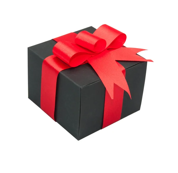 Black gift box on white background. — Stock Photo, Image