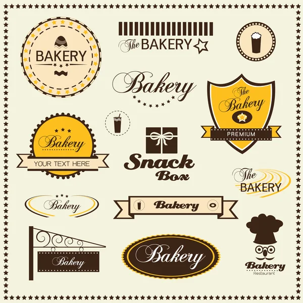 Conjunto de insignias y etiquetas del logotipo de la panadería — Vector de stock