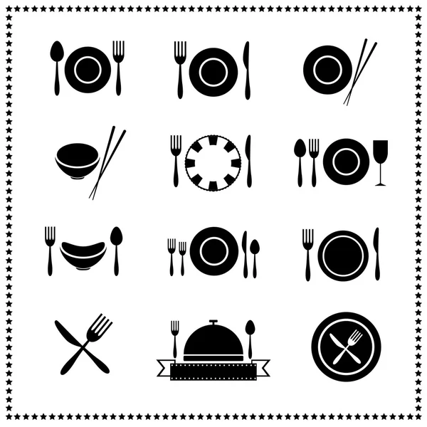 Conjunto de iconos de comida y restaurante — Vector de stock