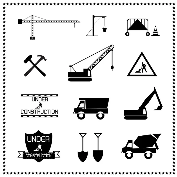 Zestaw ikon budowy, ilustracja wektorowa — Wektor stockowy