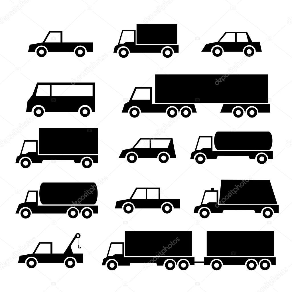 set of car and truck icons