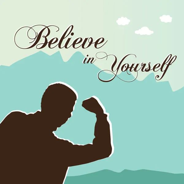 Believe in Yourself with a man with arms up — Stock Vector