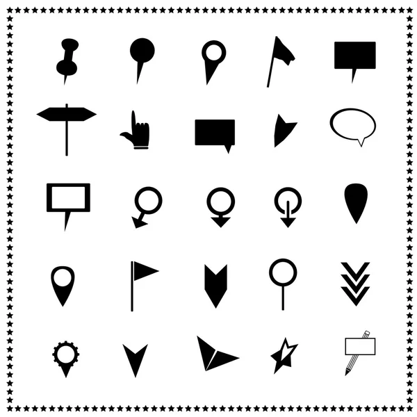 Set of navigation pins and pointer icons — Stock Vector