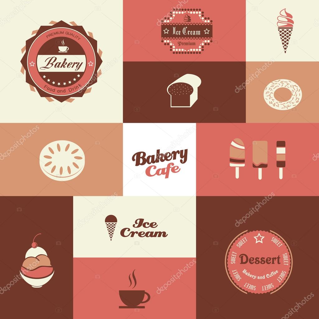 Bakery and ice cream shop retro background ⬇ Vector Image by © comzeal