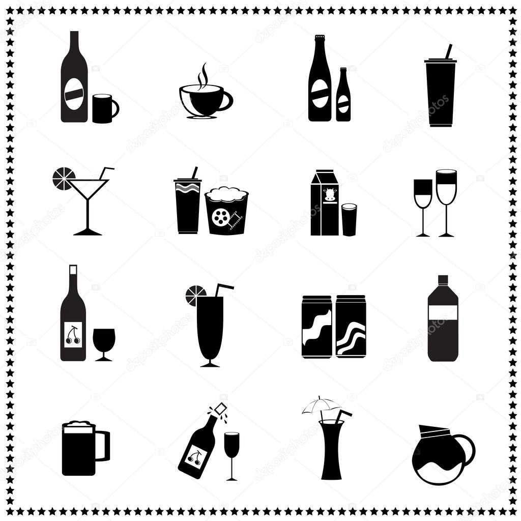 Set of drinks and beverages icons
