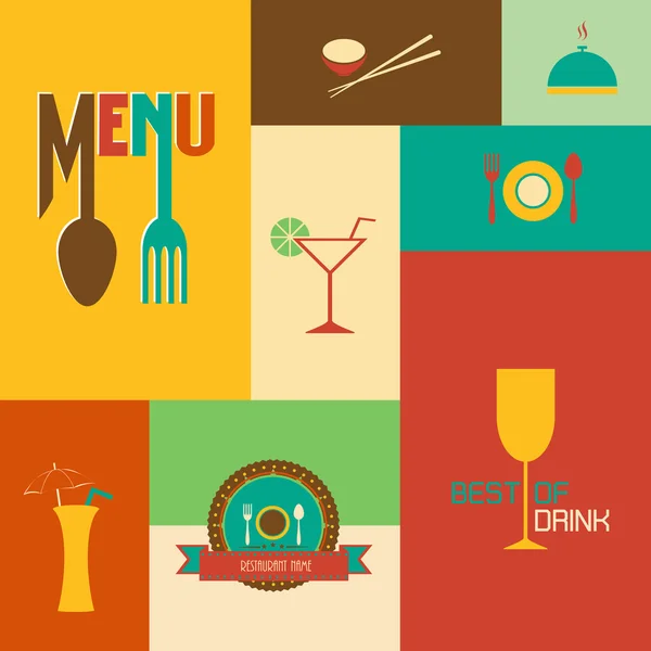Ensemble de style rétro restaurant menu design — Image vectorielle