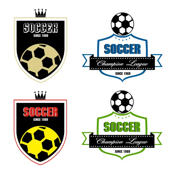 Soccer badge, Soccer labels, Soccer emblems — Stock Vector